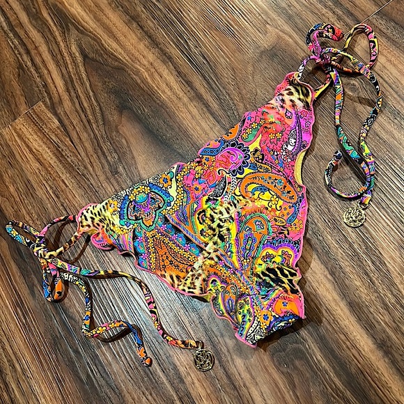 Luli Fama Shore Thing Seamless Wavy Ruched Back Side Tie Bottom - Picture 9 of 16